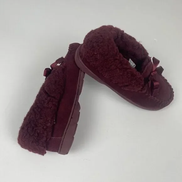 BEARPAW Women Moccasin Comfortable & Light-Weight Slipper/Shoe Size 7 Wool Wine - Picture 4 of 14